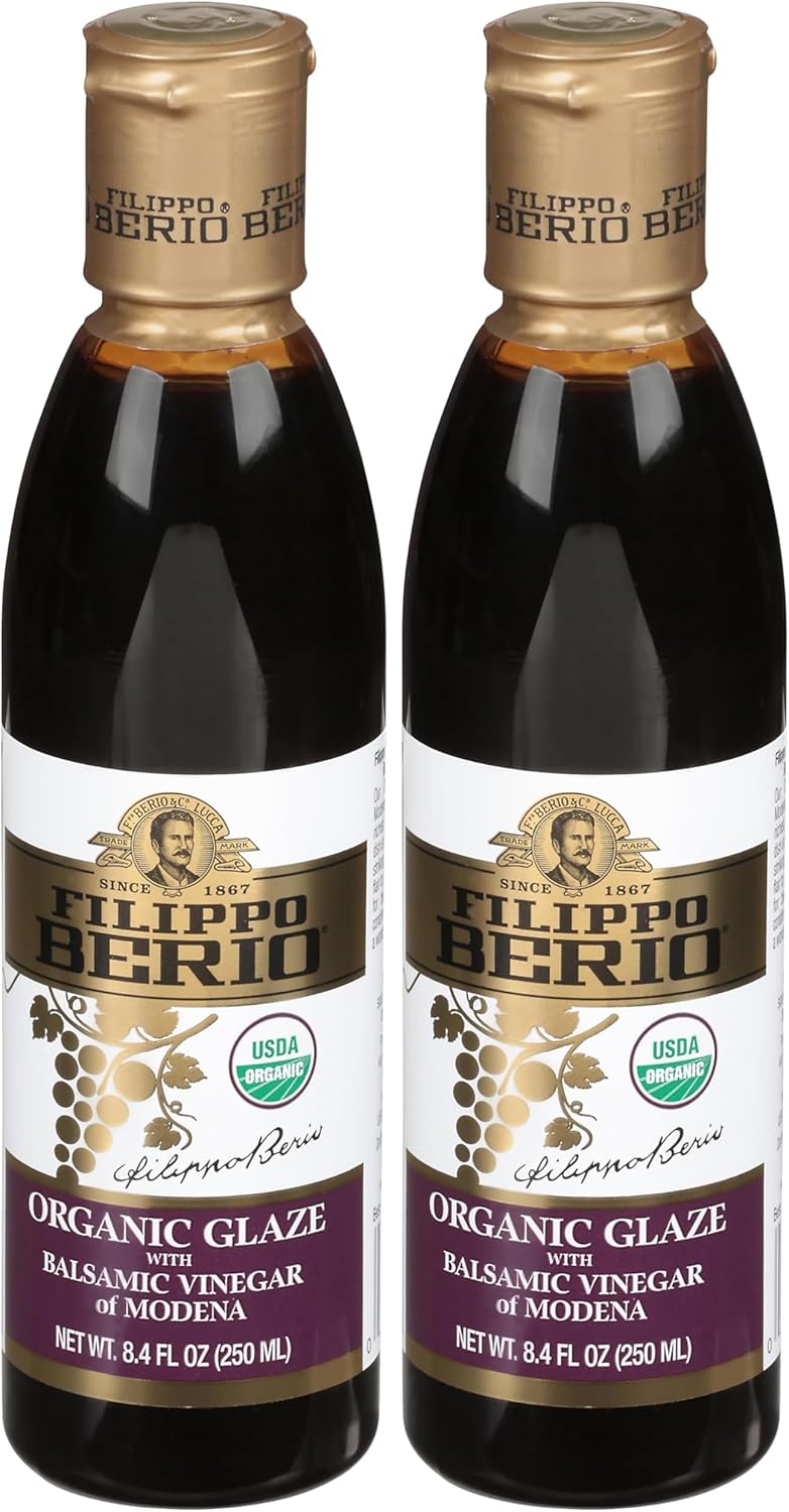 Filippo Berio Organic Glaze with Balsamic Vinegar of Modena 8.4 fl oz, Gluten Free, Lactose Free, Non-GMO (Pack of 2)