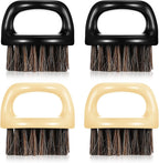 4 Pcs Knuckle Brush for Men Barber Brush, Fade Brushes, Face and Neck Brushes, Mustache and Hair Supplies, Barber Essential Tool for Professional Barbering and Grooming Services(Black and White)