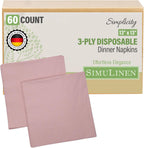 SimuLinen Dusty Rose, Pink Disposable Paper Napkins, 3-Ply, 13in x 13in - 30 Pack - Simplicity Collection, Perfect for Birthday or Dessert Parties