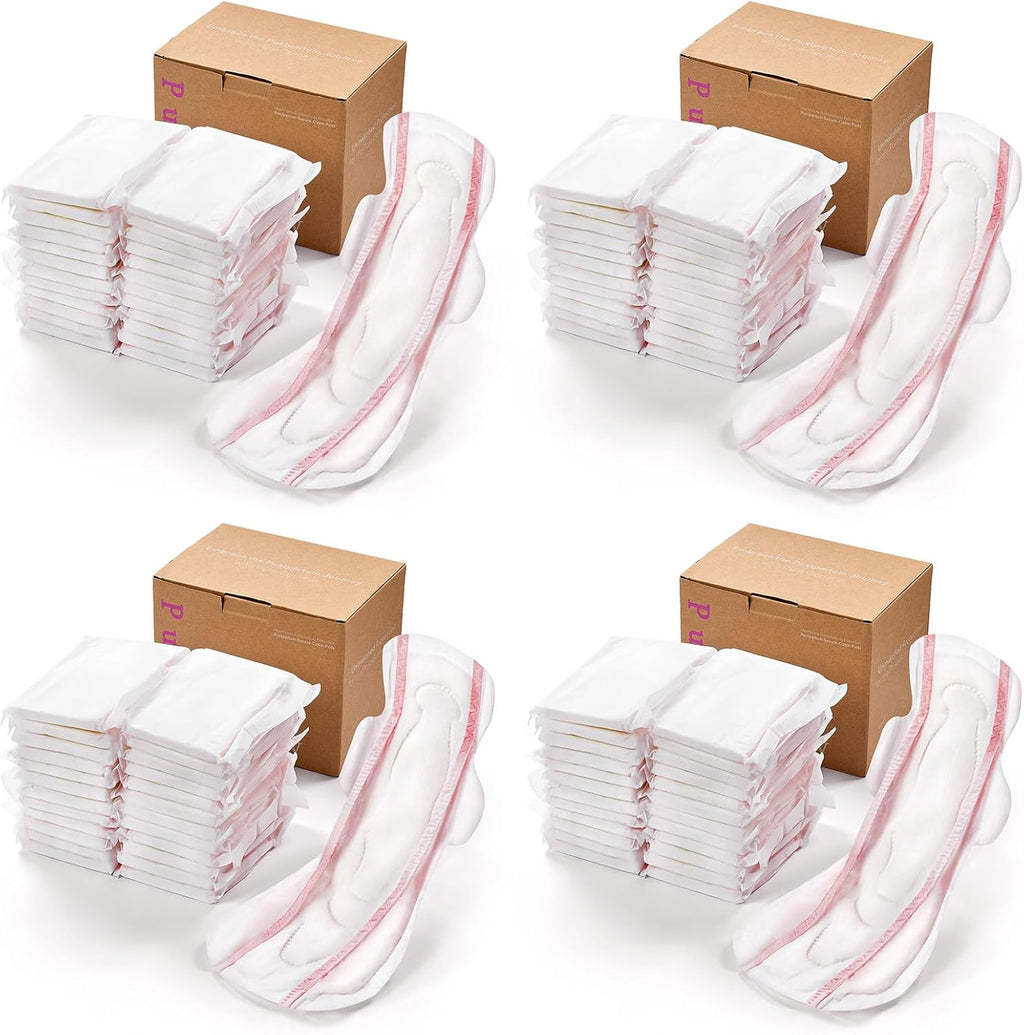 PurComfy Premium Postpartum Pads with Wings, Large Maximum Absorbency Postpartum Maternity Pads Ultra Soft Heavy Flow Secure Leak Protection After Birth, 96ct