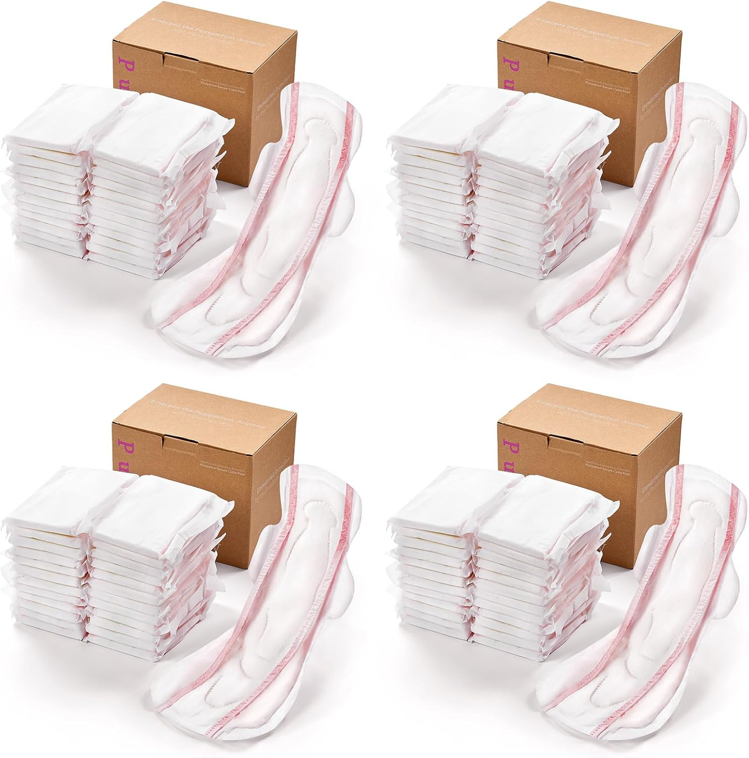 PurComfy Premium Postpartum Pads with Wings, Large Maximum Absorbency Postpartum Maternity Pads Ultra Soft Heavy Flow Secure Leak Protection After Birth, 96ct