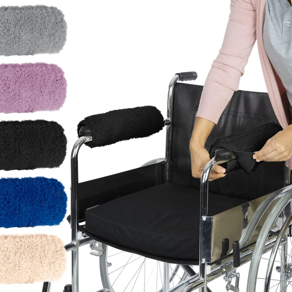 Vive Wheelchair Armrest Pads (2 PCS) - Memory Foam Sheepskin Cushion Accessories for Transport Electric Wheel Chair Arm Rests - for Adults, Seniors, Handicapped - Soft Support for Office Chair