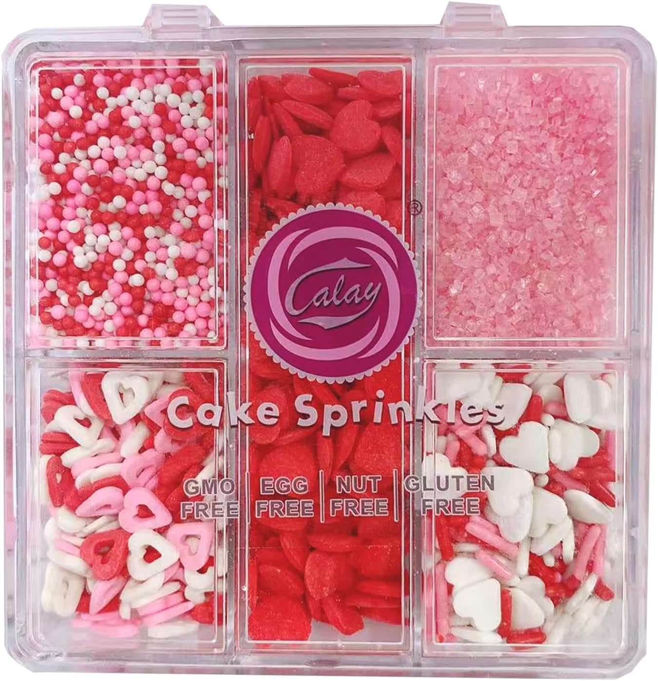 Sentovac Valentine Sprinkles Edible Red Pink White Heart Nonpareils Jimmies Sanding Sugar Mix for Cake Decorating Cookie Cupcake Topper Baking Decorations Valentine Wedding Supplies