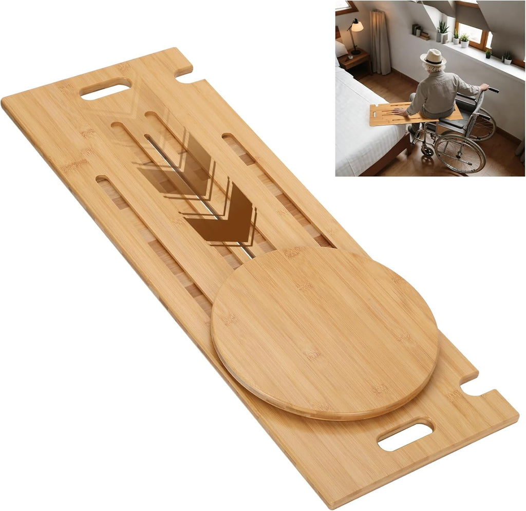Slide Transfer Board with Turntable,Slide Board MakeTransfers Easier,Heavy-Duty Sliding Board for Patient Senior and Handicap Move Assist and Slide Transfer,Holds up to 450 Pounds