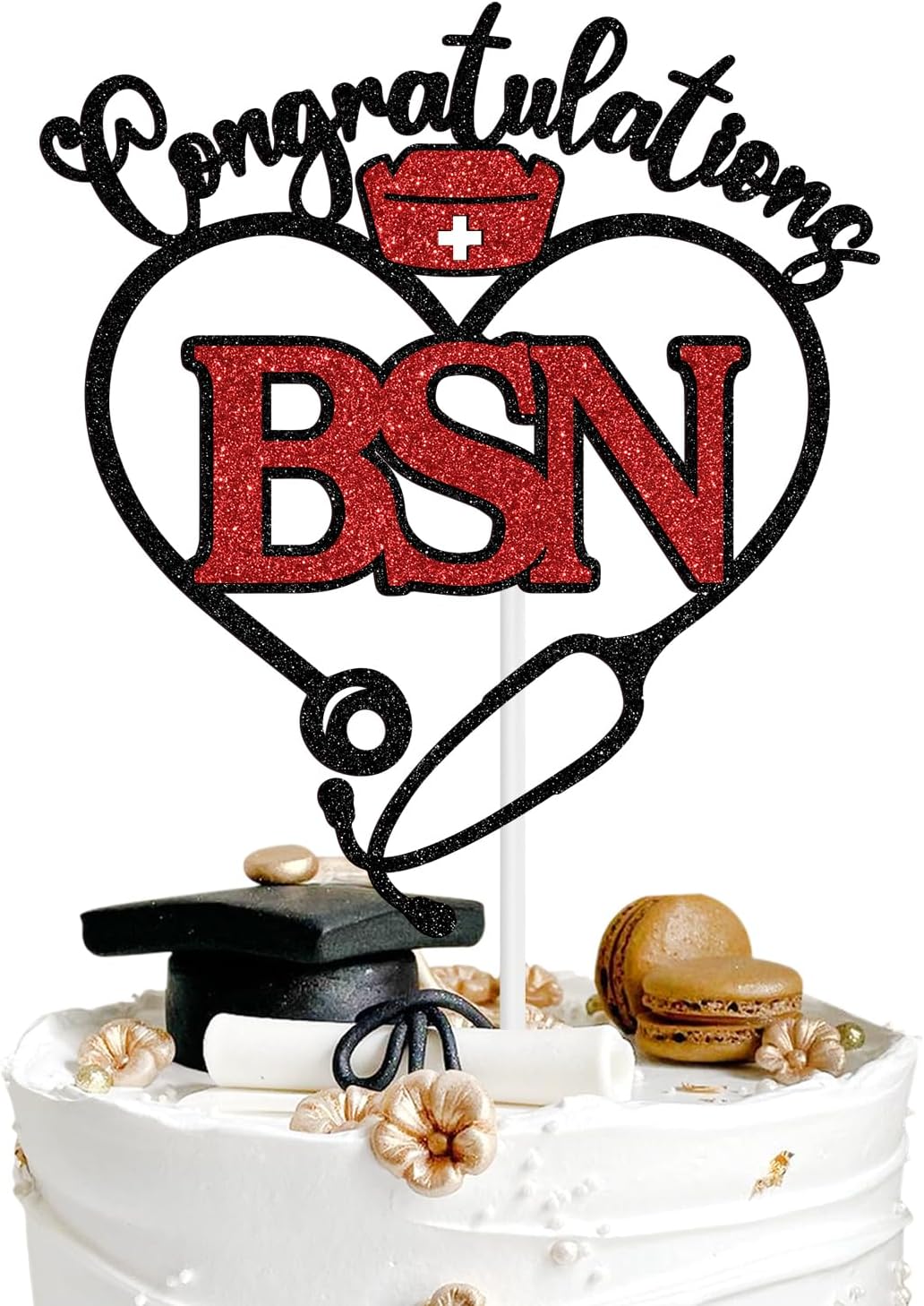 Congratulations BSN Cake Topper, Congrats Nurse, Bachelor of Science Nursing, Class of 2025 Nursing School Survivor Graduation Party Decoration Supplies