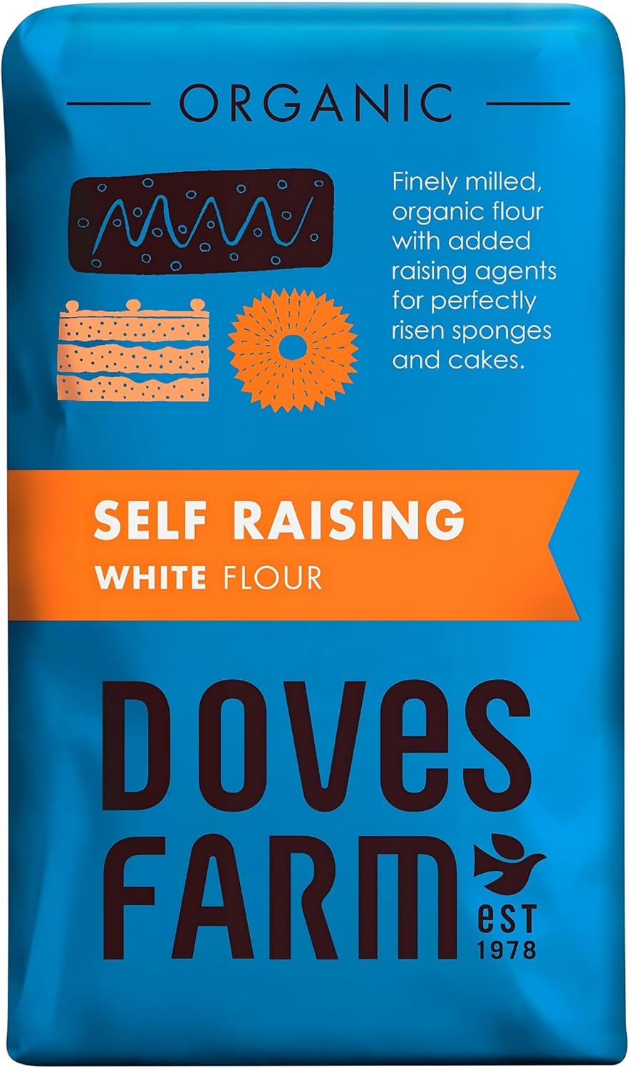 Doves Farm Organic Self Rising Flour 2.2 lb (1 kg) - Kosher & Vegan Friendly British Self Raising White Flour for Baking | Ideal for Cakes, Dessert and Everyday Baking | Imported UK Food