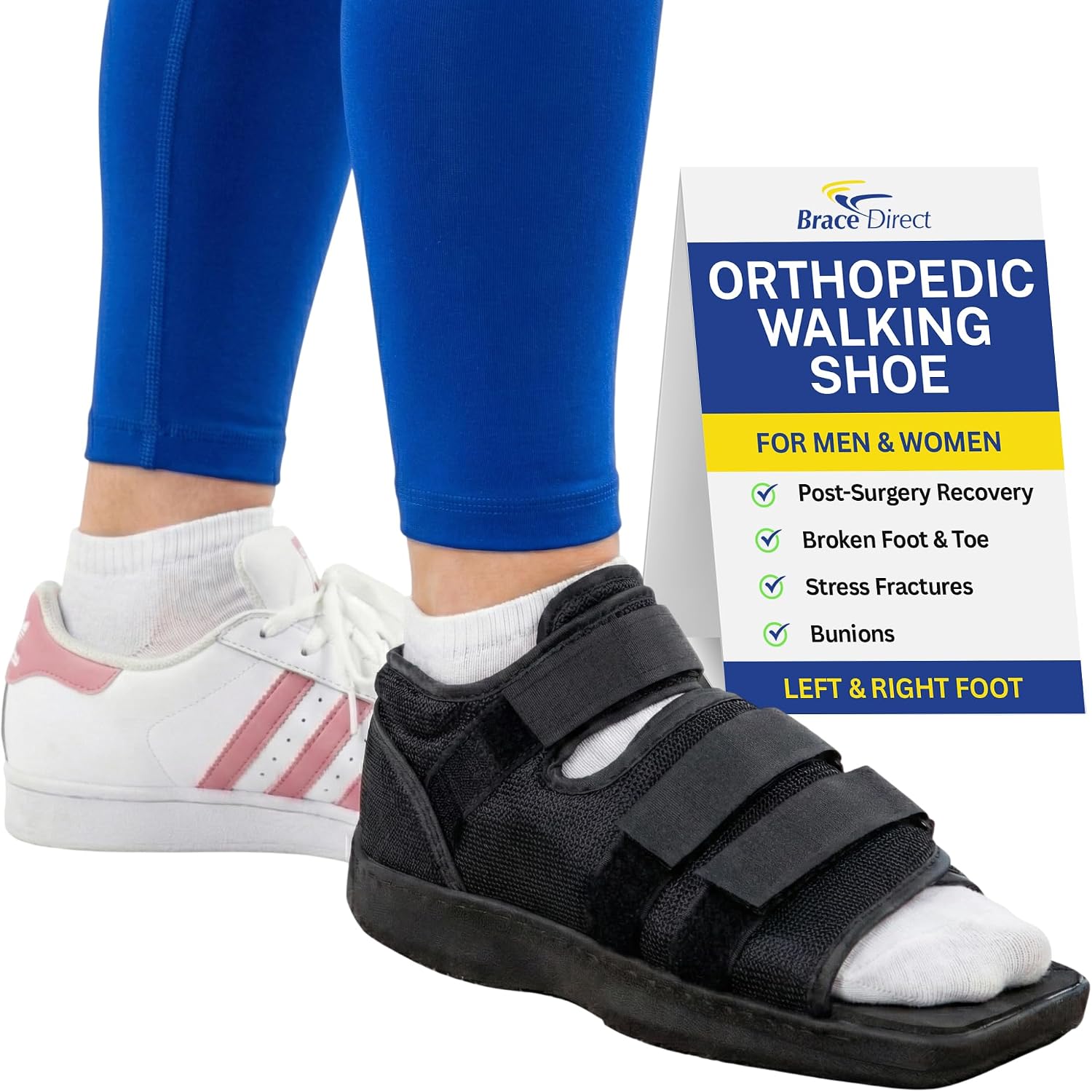 Brace Direct Post Op Shoe & Medical Foot Brace – Stress Fracture, Broken Toe & Bunion Support L3260 – Orthopedic Walking Immobilizer for Left or Right Foot (MD - WOMENS US SHOE: 6.5-8)