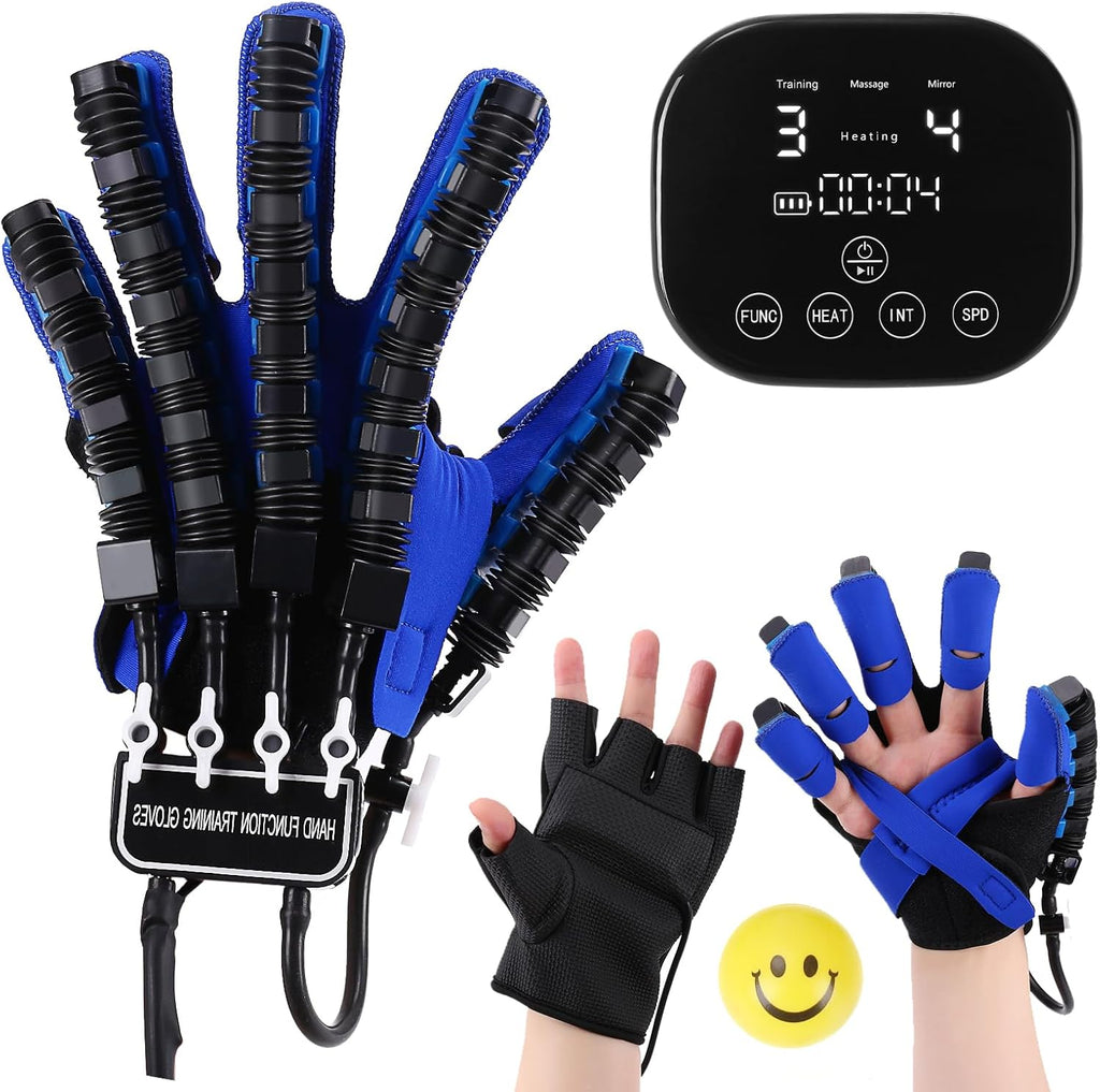 Rehabilitation Robot Glove for Stroke Hemiplegia Finger Hand Stroke Recovery Equipment for Left or Right Robotic Hand Trainer with Heating Massage Mirror Glove (Right Hand, M)