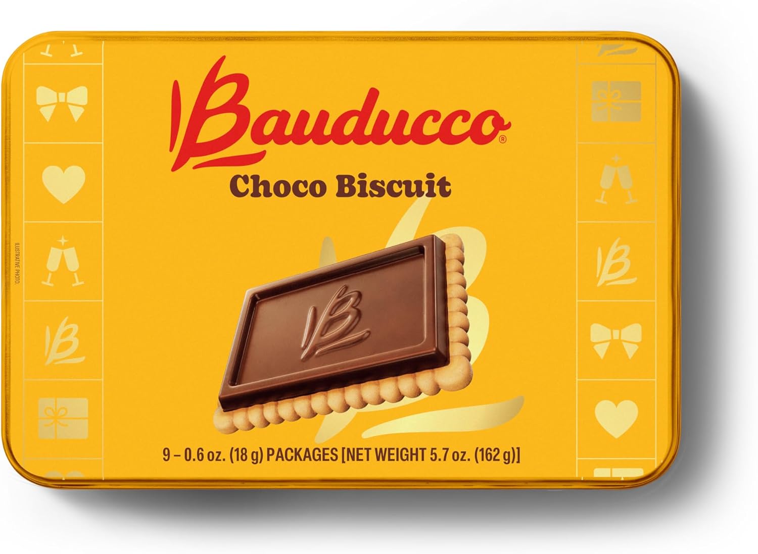Bauducco Choco Biscuit Cookies Gift Tin – Crispy Chocolate-Covered Biscuits, Individually Wrapped for Snacking, Sharing, or Holiday Gifting, 5.7 oz (Pack of 9)