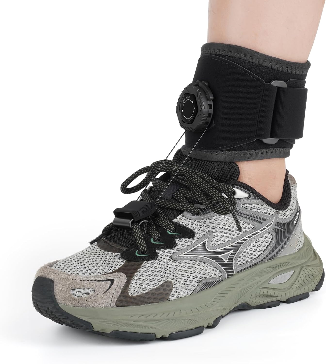 AFO Foot Drop Brace for Walking with Shoes, Upgraded Knob & Steel Wire, Longer Straps for Comfort, Adjustable Soft Walking Support for Dorsiflexion, Left/Right Foot for Women Men (S/M)