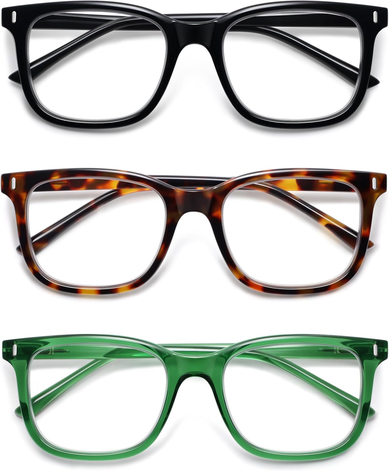 AMOMOMA Trendy Oversized Blue Light Stylish Readers for Women,Retro Square Cute Sturdy Computer Womens Reading Glasses AM6216