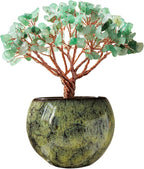 Runyangshi Crystal Tree of Life - Natural Green Aventurine Gemstone Tree, Handcrafted with 216 Crystal Gravel, for Feng Shui, Luck, Prosperity, Abundance, Home Decor, Spiritual Gift for Women