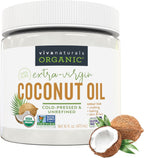 Viva Naturals Organic Coconut Oil, 16 fl oz – Unrefined, Cold-Pressed Extra Virgin Coconut Oil, USDA Organic & Non-GMO, Natural Cooking Oil, Hair Oil & Skin Oil