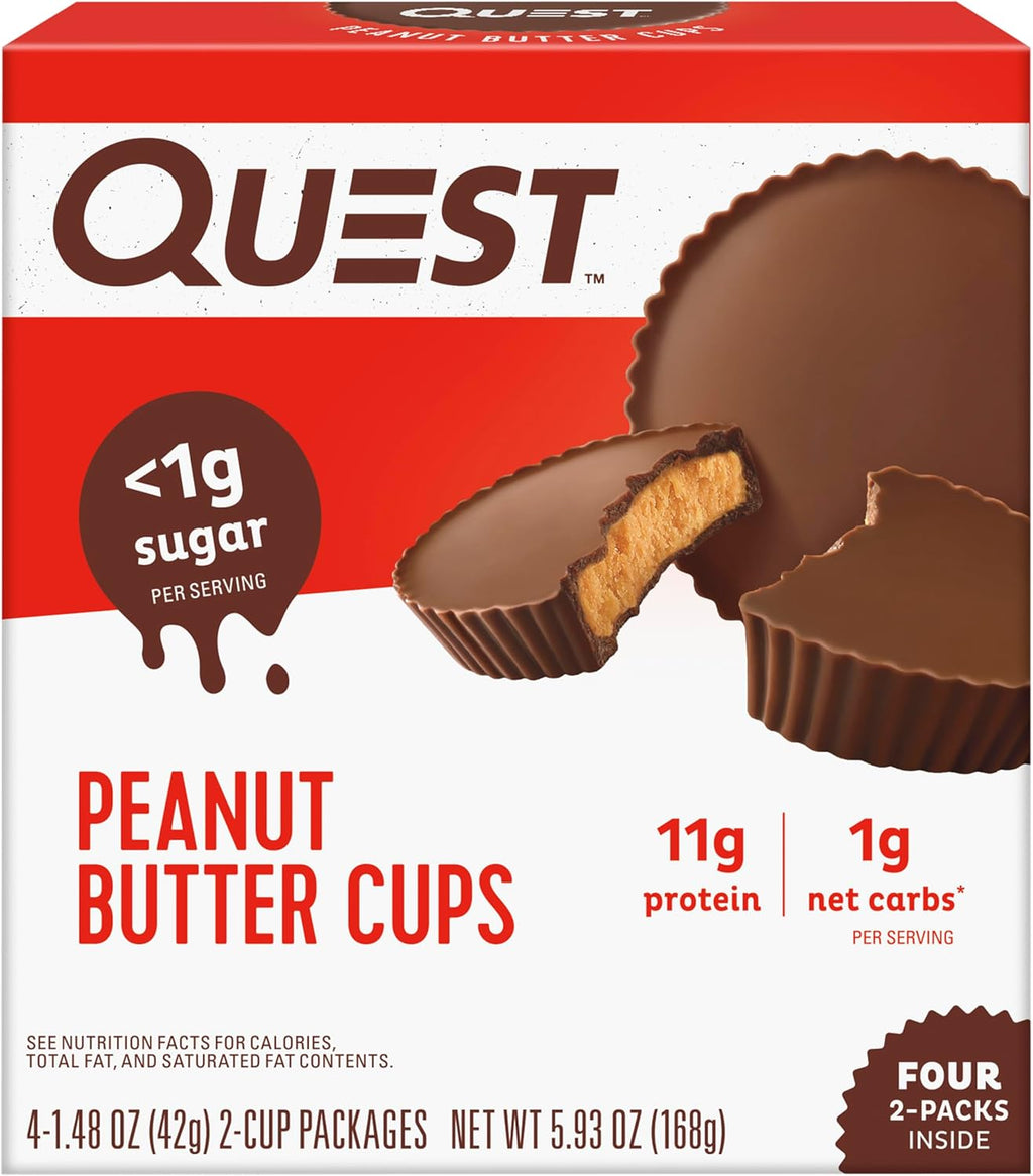 Quest Nutrition Peanut Butter Cups, 11g Protein, 1g Sugar, Low Carb, Gluten Free, Keto Friendly, 4 Count