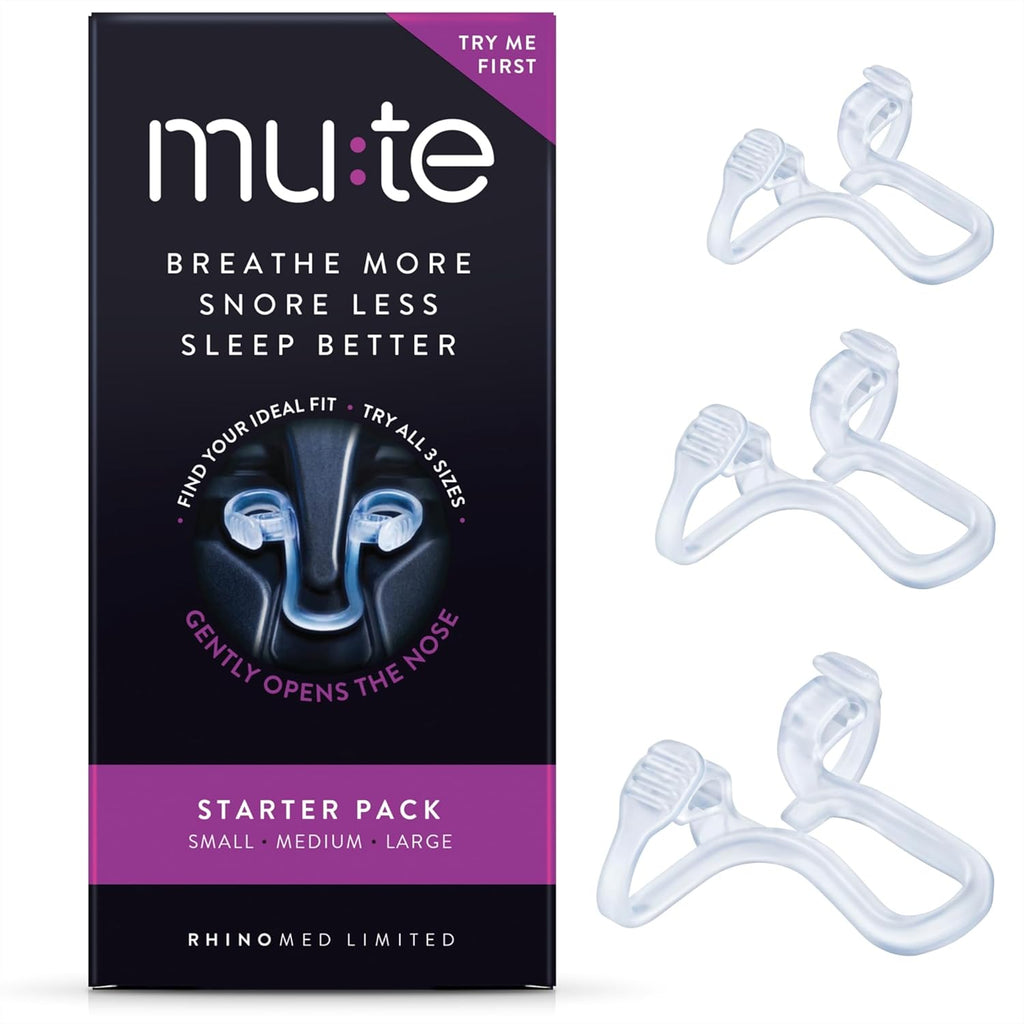 MUTE by Rhinomed Nasal Dilator for Snore Reduction Starter Pack Increases Airflow Anti Snoring Devices Nasal Dilators for Sleeping Transparent Internal Nasal Dilator Snoring Solution