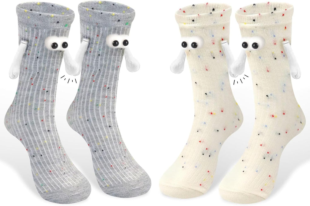 ABTOLS 2 Pairs Colorful Funny Couple Socks Magnetic Hand Holding Socks for Women Men