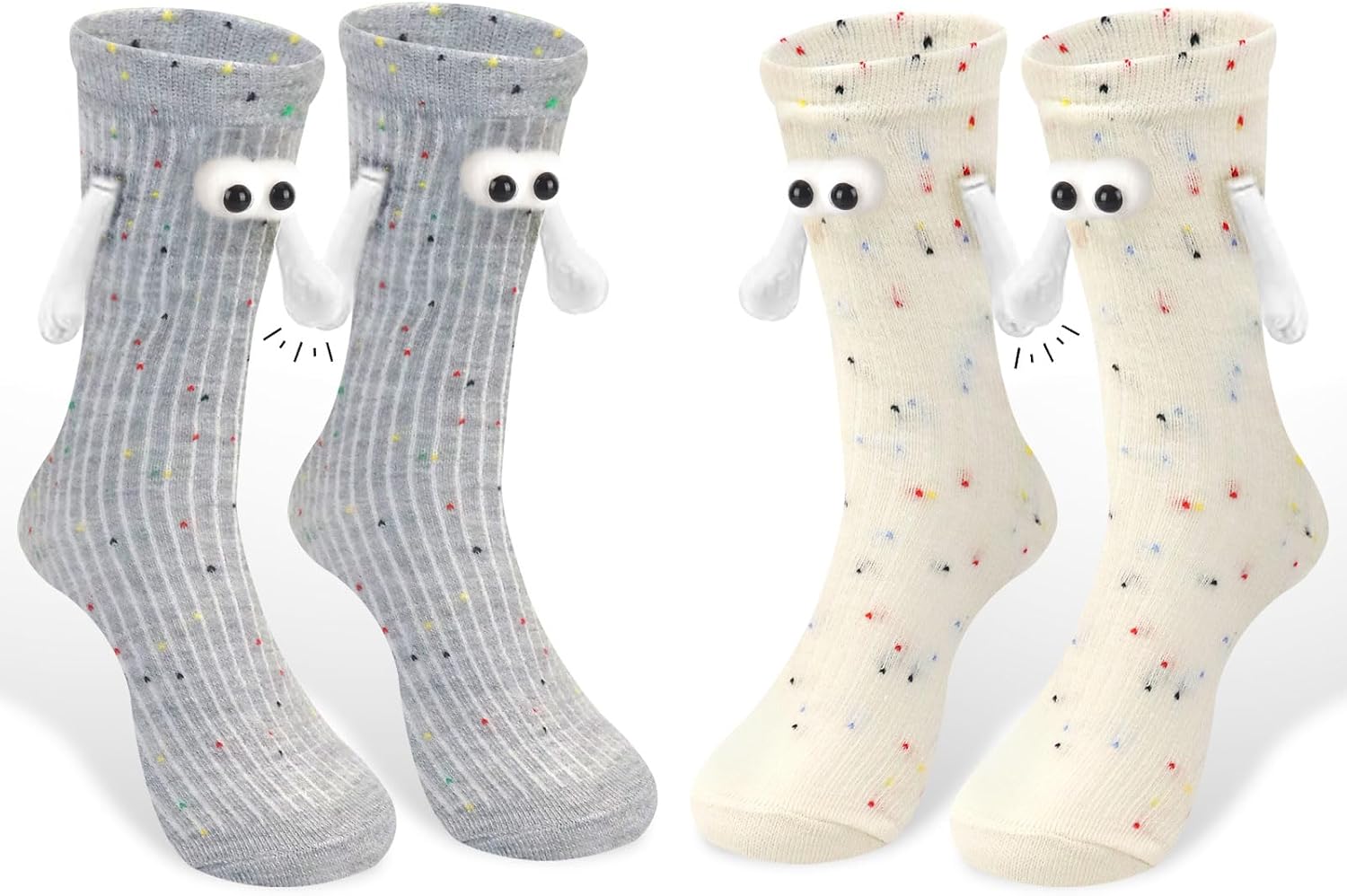 ABTOLS 2 Pairs Colorful Funny Couple Socks Magnetic Hand Holding Socks for Women Men