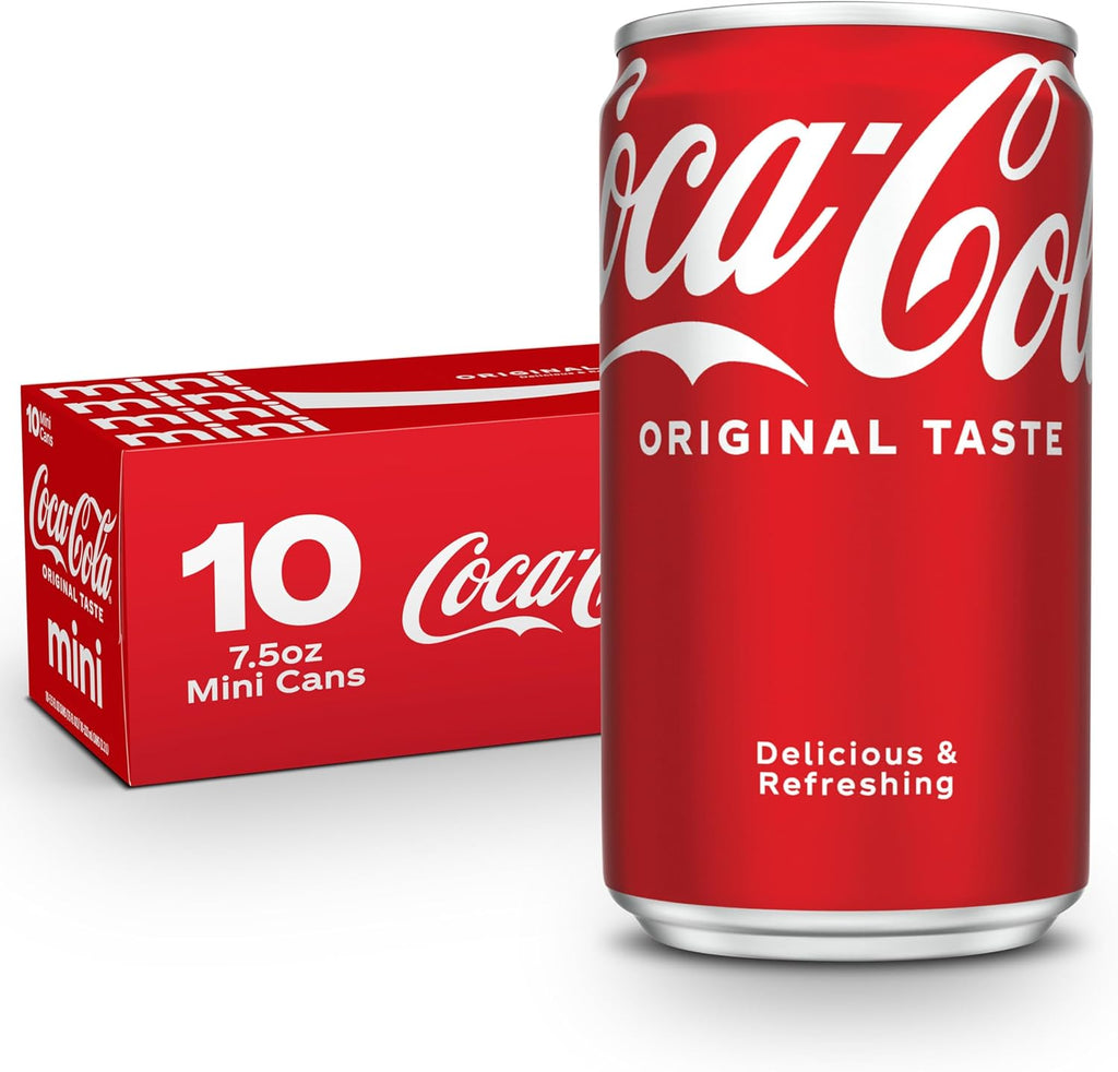 Coca-Cola Fridge Pack Soda Soft Drinks, 7.5 fl oz Cans, 10 Pack - Mini Soda Cans