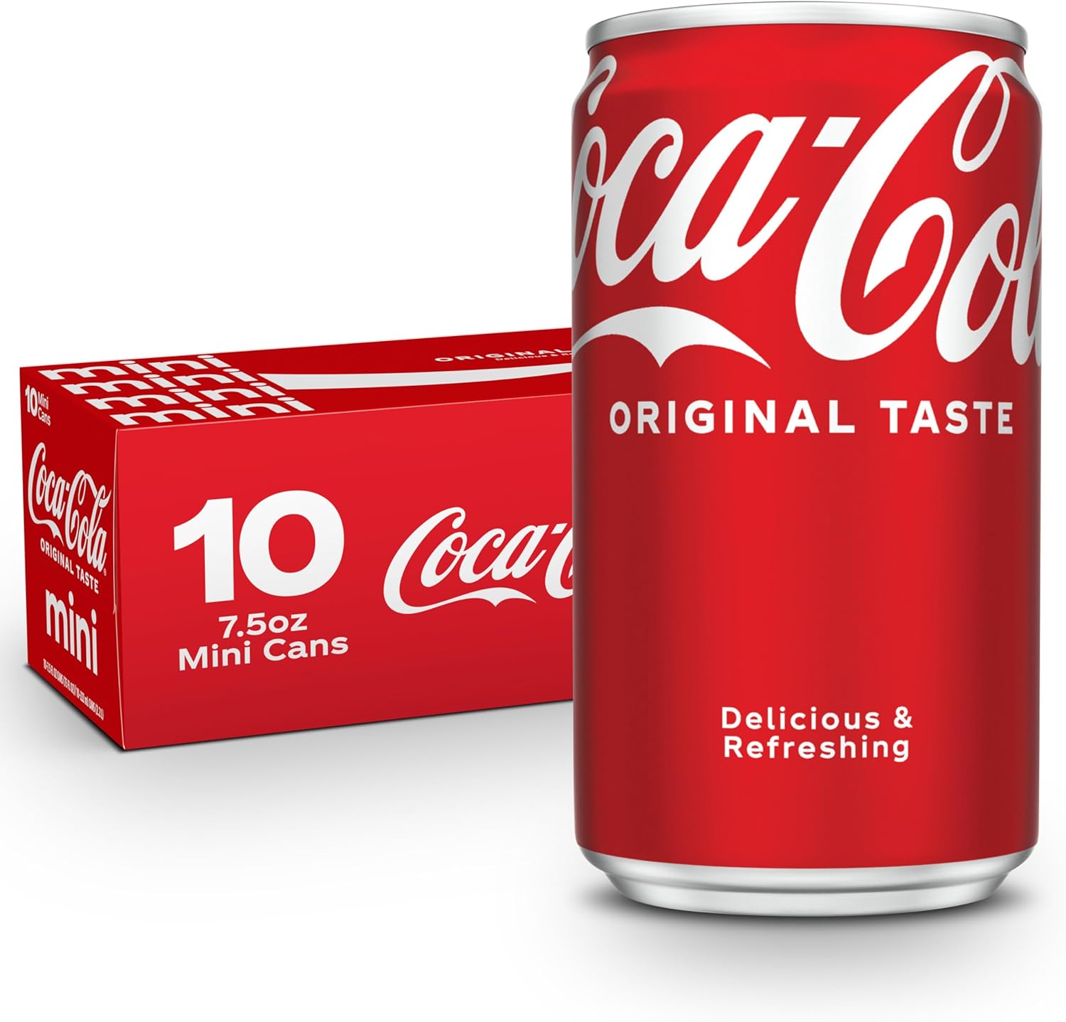 Coca-Cola Fridge Pack Soda Soft Drinks, 7.5 fl oz Cans, 10 Pack - Mini Soda Cans