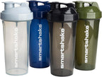 Smartshake Lite 4-Pack Protein Shaker Bottle 800 ml | 27 oz - Leakproof Screw-on Lid - BPA Free – Unisex - Mist Gray, Army Green, Black, Navy Blue