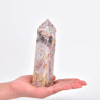 JIC Gem Natural Gemstone Healing Crystal Points Wand Striped Agate Single Terminated Healing Crystal Obelisk Tower Wand Decor Chakra Stone 1-1.3 Lbs