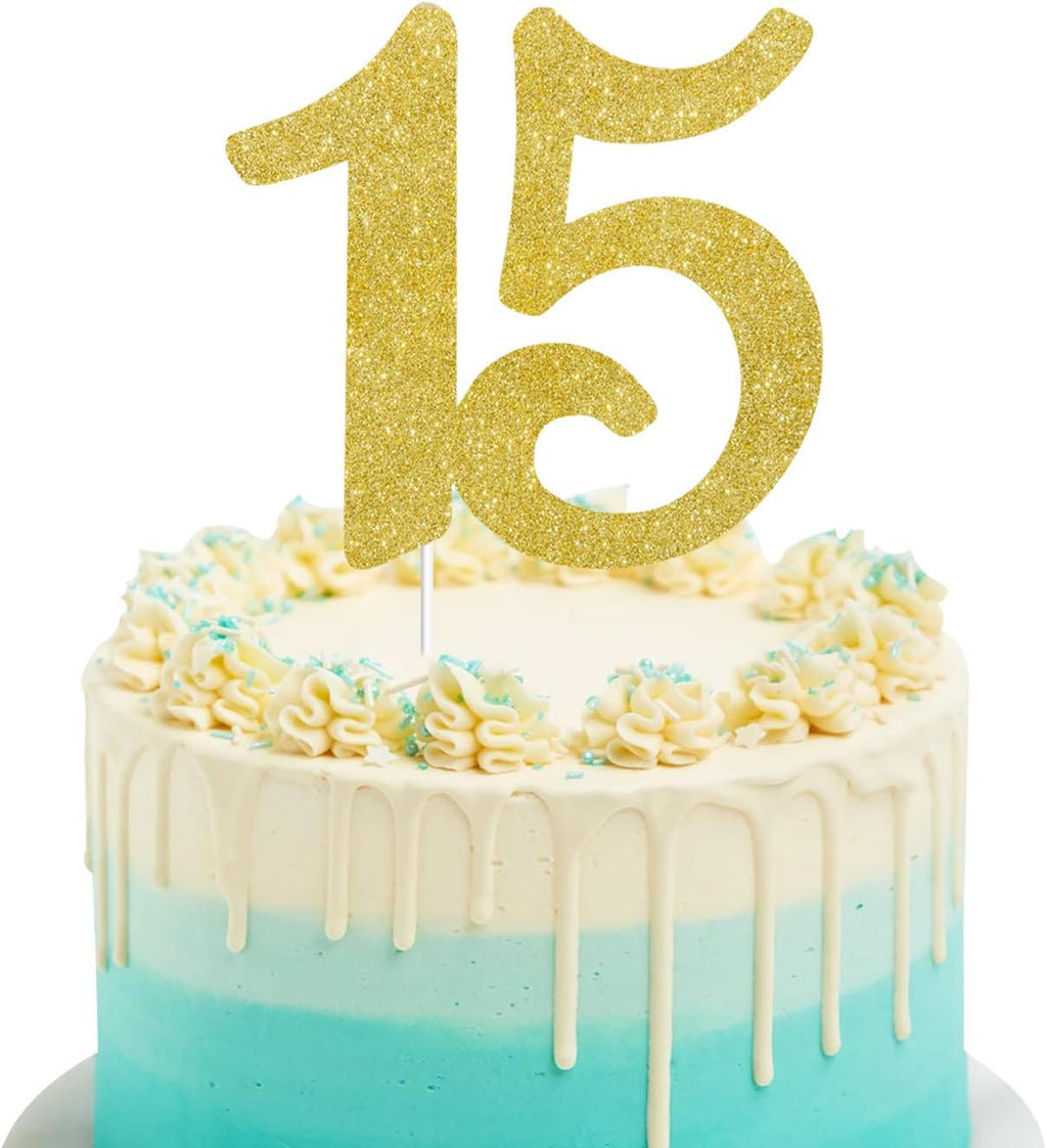 Numbrer 15 Cake Topper for Happy 15th Birthday or Anniversary Party Decoration Supplies