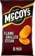 McCoy's Flame Grilled Steak Flavour Ridge Cut Potato Crisps, 6 x 25g