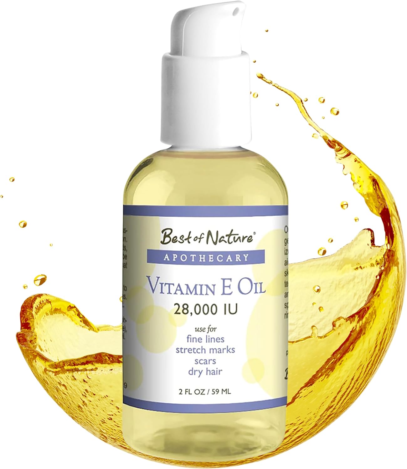 Best of Nature Vitamin E Oil 28,000 IU, Unscented Moisturizer with Fractioned Coconut - Damage Repair Formula for Hair, Skin, Face, & Hands