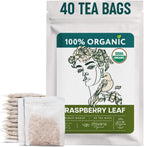 Organic Raspberry Leaf Tea Bags (40 TeaBags) - Red Rasberry Leaf Tea for Womens Cramps, Hormone Balance, Fertility – Te de Hoja de Frambuesa Roja