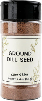 Olive & Vine Ground Dill Seed, Earthy Flavor, For Pickling & Dressings, Rich Tradition, Authentic Taste, For Global Recipes (2.4 Ounce)