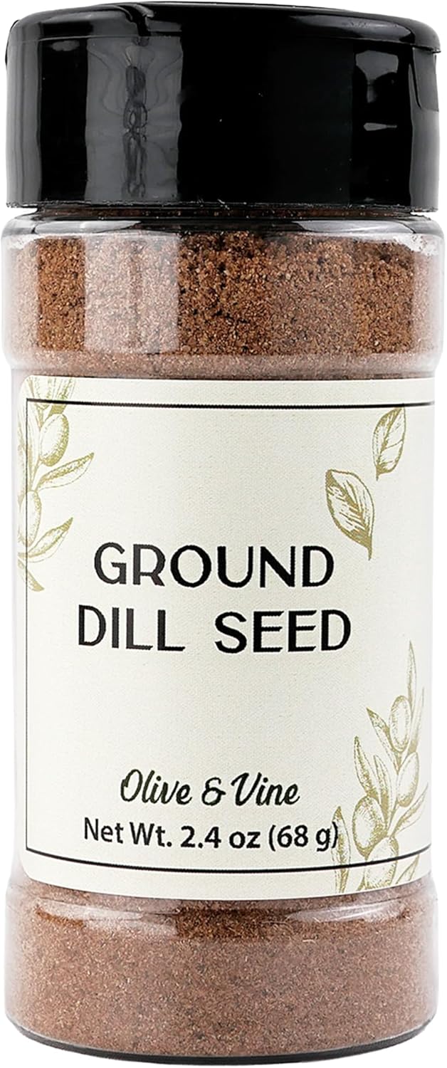 Olive & Vine Ground Dill Seed, Earthy Flavor, For Pickling & Dressings, Rich Tradition, Authentic Taste, For Global Recipes (2.4 Ounce)