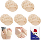 SooGree 5 Pairs Ball of Foot Cushion,Thicken Forefoot Cushion Pad,Forefoot Metatarsal Invisible Socks Pads, Reusable Honeycomb Fabric Foot Pads for Women Men Prevention Pain Relief