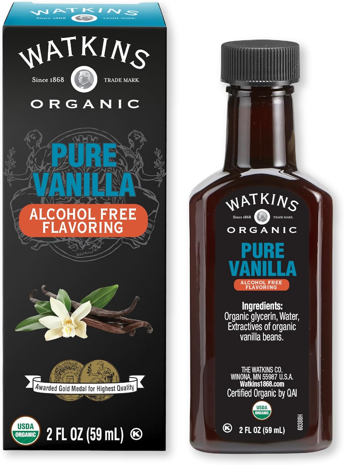 Watkins Organic Pure Vanilla Alcohol Free Flavoring, 2 Fl. Oz (Pack of 1)