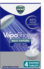 Vicks VapoShower Max Tablets, Non-Medicated Eucalyptus Shower Steamer Tablets, Menthol, Aromatherapy, 4ct