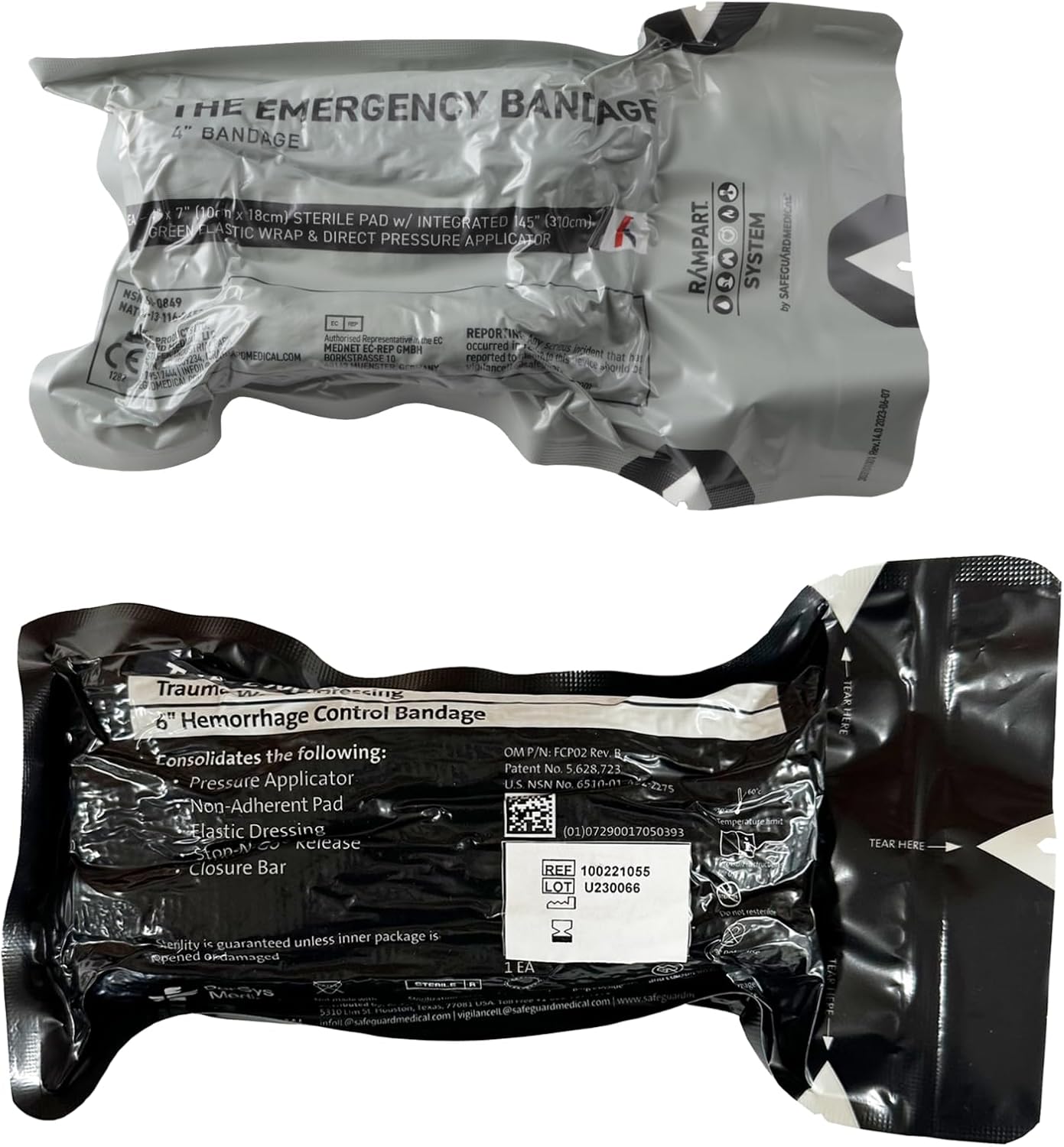 4" + 6" Israeli Bandages with Pressure Bar (2 Bandages)