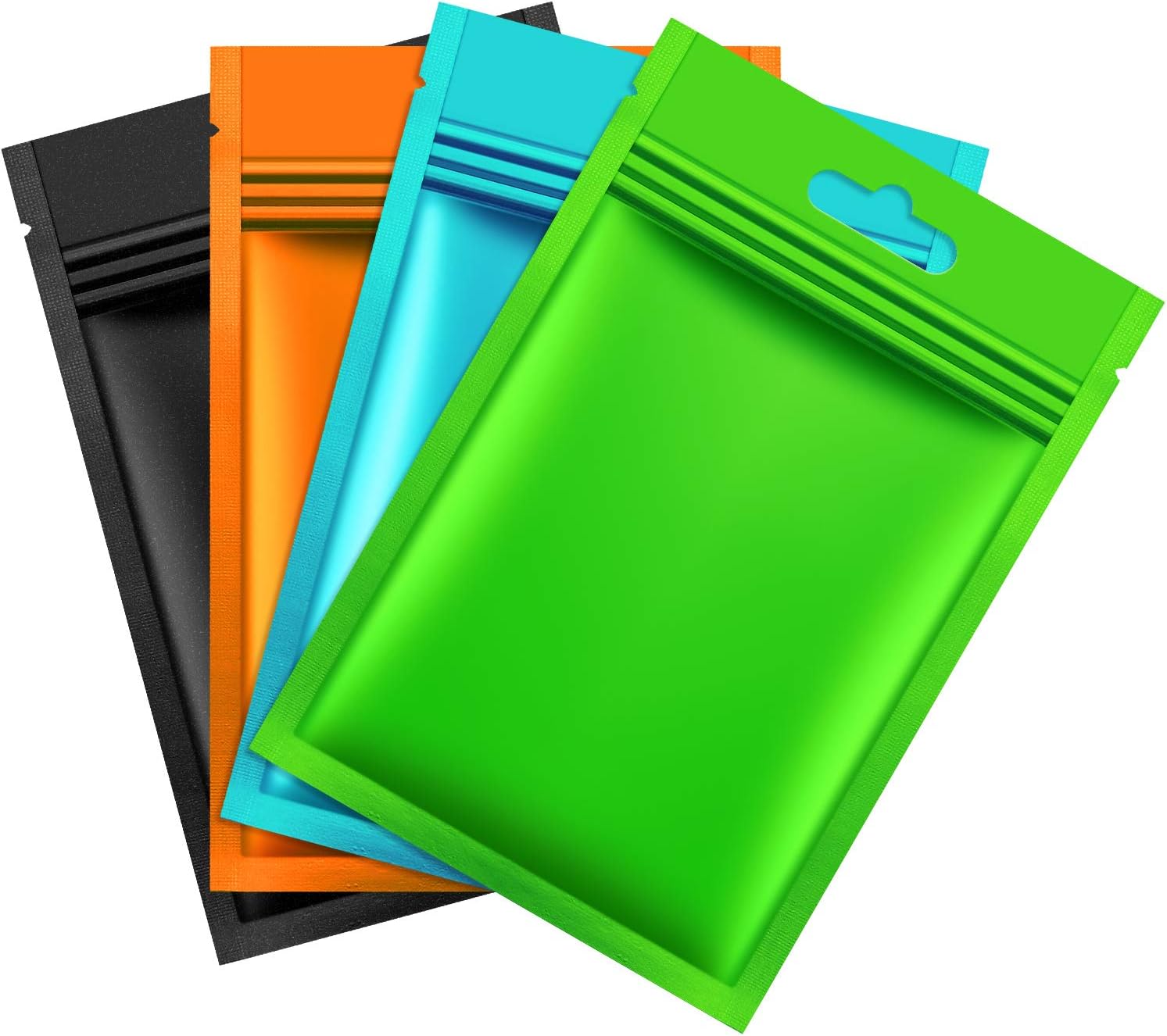 Hestya 200 Pieces Film Resealable Bags Polyester Odor Proof Bags Aluminum Foil Food Storage Metallic Flat Zipper Sealable Pouch for Small Business Candy Sample Packaging(3.1 x 5.1 Inch,Multicolor)