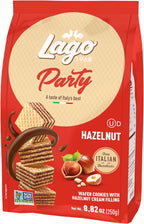 Gastone Lago Party Hazelnut Wafers, 8.82 oz – Italian Wafer Cookies with Hazelnut Flavored Cream Filling, Non-GMO Verified, Authentic Taste of Italy
