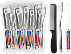 Travel Toothbrushes with Toothpaste, Disposable Toothbrushes, Hygiene Kits in Bulk with Floss Picks, Combs, Individually Packaged, Suitable for Home, Travel, and Hotels (50-Pack)