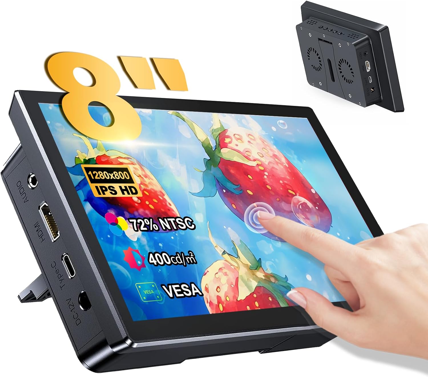 NLIEOPDA 7 Inches Touchscreen Monitor, HD 1024×600 IPS LCD Capacitive Touch Screen Compatible with R Pi 4B/3B+/3B/2/1B+/Zero Ora Pi 5 Por/3 Plus/3B/4B Ban Pi and Windows 10/8/7 (CX-080-A US)