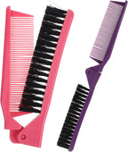 NOLITOY 2pcs Compact Folding Brush Comb Travel Hair Tools for Women Versatile Hair Styling Set