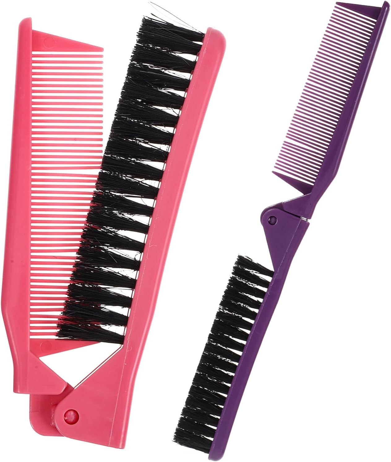 NOLITOY 2pcs Compact Folding Brush Comb Travel Hair Tools for Women Versatile Hair Styling Set