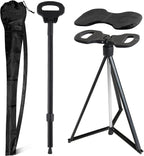 ALEVMOOM Walking Cane with Seat 2-in-1 Cane Stool for Adults, Aluminum Walking Stick with Seat, Stick Chair Portable Stool for Senior
