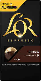 L'Or Espresso Café Forza - Intensité 9 - 50 Capsules en Aluminium Compatibles avec les Machines Nespresso (Lot de 5X10 capsules)