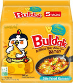 Samyang Buldak Spicy Ramen, Hot Chicken Ramen, Korean Stir-Fried Instant Noodle, Cheese, 1 Bag with 5 Pack