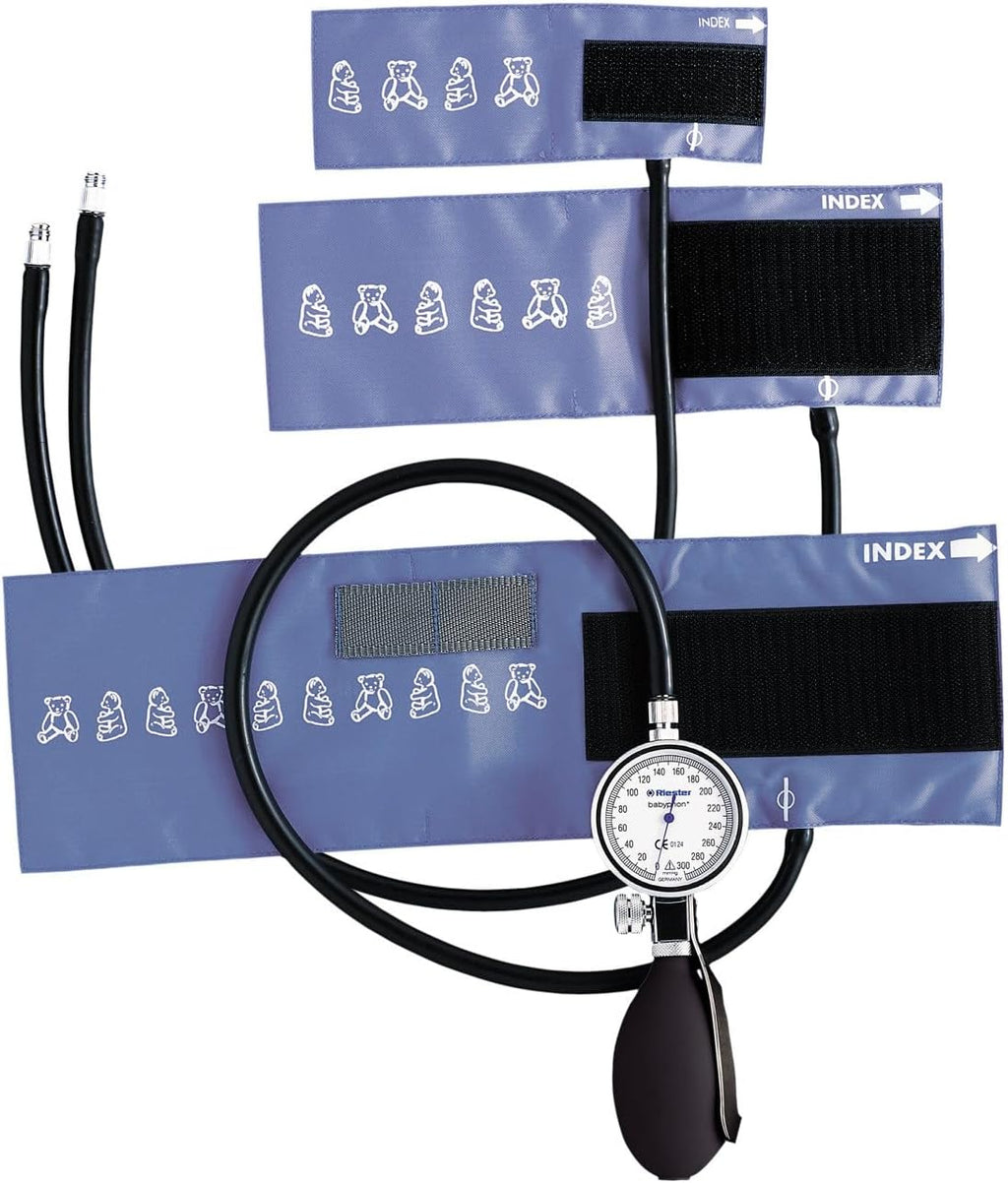 Riester Babyphon Aneroid Sphygmomanometer, Blue, 3 x Cuffs; Child, Baby and Infant