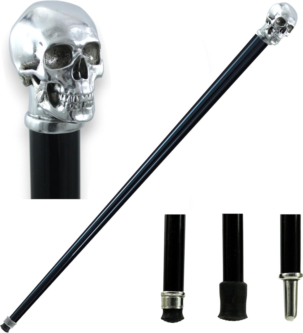 Italy - Designer Men's Wooden Walking Cane - Italian Handcrafted with Pure Pewter Handle - Solid Wood Stick