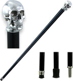 Italy - Designer Men's Wooden Walking Cane - Italian Handcrafted with Pure Pewter Handle - Solid Wood Stick
