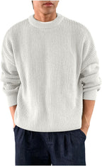 Mens Crew Neck Sweaters Fall Winter Knitted Long Sleeve Slim Fit Pullovers Casual Loose Warm Sweatshirts