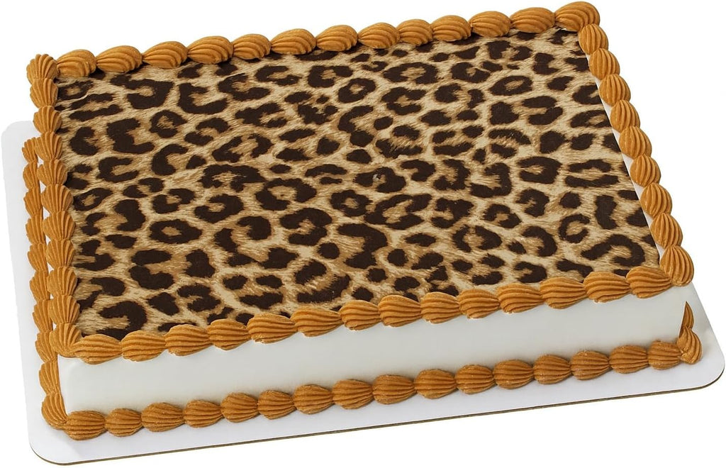 Whimsical Practicality Dark Natural Leopard Print Edible Icing image Cake Topper 1/4 sheet 7.5 * 10.5 inchs