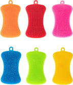 Silicone Sponge Dish Washing Kitchen Scrubber, 6 Pack Reusable Dish Washing Cleaning Sponges Double-Sided Multipurpose Non Stick Silicone Dish Sponges for Dishes, Fruit, Vegetable （Multicolor）